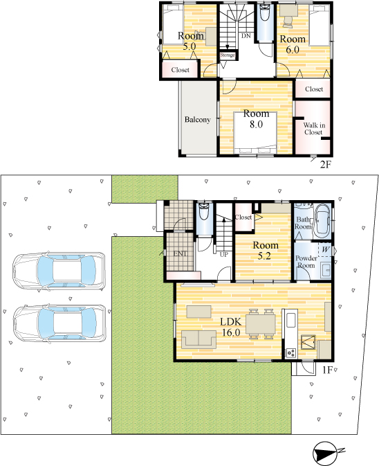 下関市安岡エリアにある築浅4LDK中古戸建の間取り図